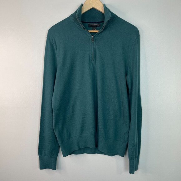 Banana Republic Other - Banana Republic Sweater Medium Green Cotton Cashmere Blend 1/4-Zip Pullover Mens